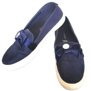Liz Claiborne Blue Velvet Bow Slip-on Shoes Size 7.5
